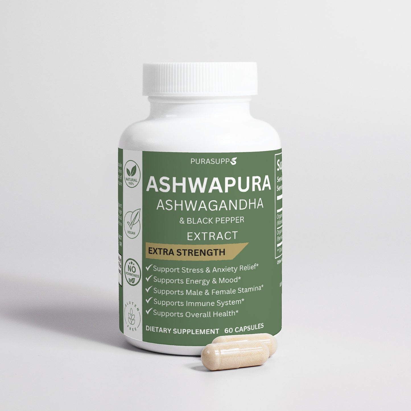 Ashwagandha Supplement Pills For Men & Women - Ashwapura by PURASUPPS